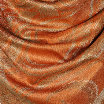 Elegancki szal jedwabny paisley w kolorze miedzianym do sukienki wieczorowej 70x200cm.