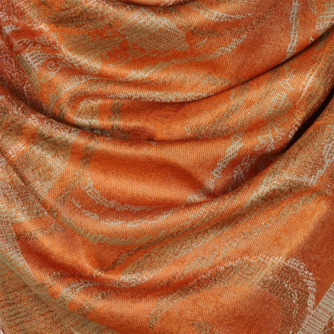 Elegancki szal jedwabny paisley w kolorze miedzianym do sukienki wieczorowej 70x200cm.