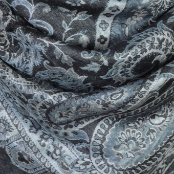 Stylowy szal jedwabny paisley w kolorze czarnym do sukienki wieczorowej 70x200cm.