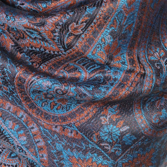 Stylowy szal jedwabny paisley w kolorze czarnym do sukienki wieczorowej 70x200cm.