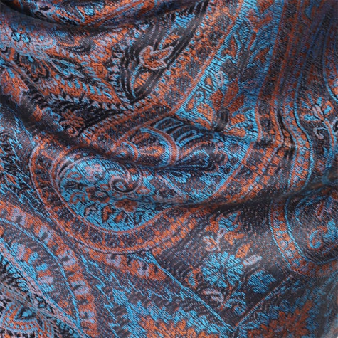 Stylowy szal jedwabny paisley w kolorze czarnym do sukienki wieczorowej 70x200cm.