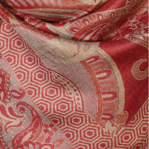 Elegancki szal jedwabny paisley w kolorze czerwonym do sukienki wieczorowej lub marynarki 50x180cm.