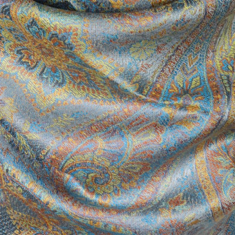 Stylowy szal jedwabny paisley w kolorze szarym do sukienki wieczorowej 70x200cm.
