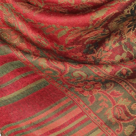 Elegancki szal jedwabny paisley w kolorze czerwonym do sukienki wieczorowej 50x180cm.