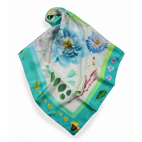 Elegancka mała apaszka jedwabna kwiatowa 65x65 Laura Biagiotti.