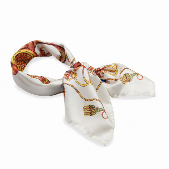 Elegancka bezowa mała apaszka gawroszka 65x65 włoska.