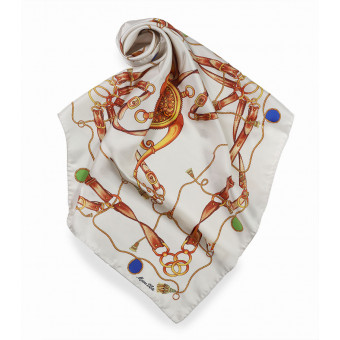 Elegancka bezowa mała apaszka gawroszka 65x65 włoska.