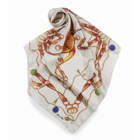 Elegancka bezowa mała apaszka gawroszka 65x65 włoska.