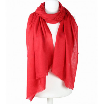 Stylowy  miękki szal z wełny merino czerwony do osłonięcia ramion 70x200