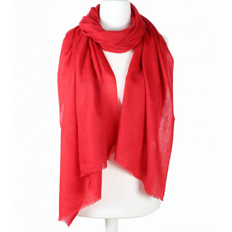 Stylowy  miękki szal z wełny merino czerwony do osłonięcia ramion 70x200