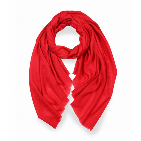 Stylowy  miękki szal z wełny merino czerwony do osłonięcia ramion 70x200