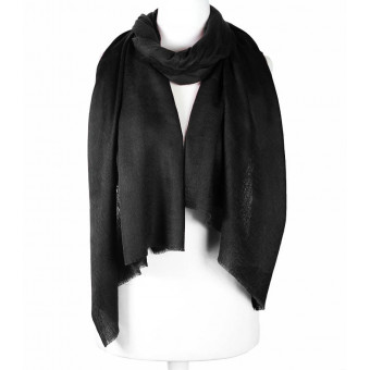 Stylowy  miękki szal z wełny merino czarny do osłonięcia ramion 70x200