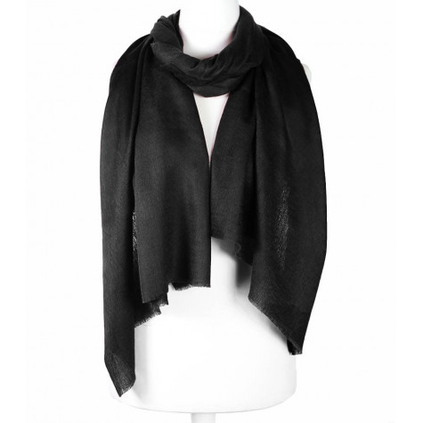 Stylowy  miękki szal z wełny merino czarny do osłonięcia ramion 70x200