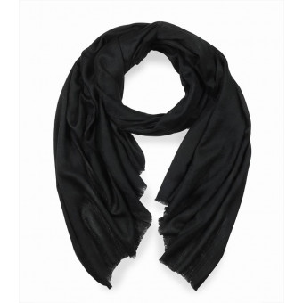 Stylowy  miękki szal z wełny merino czarny do osłonięcia ramion 70x200