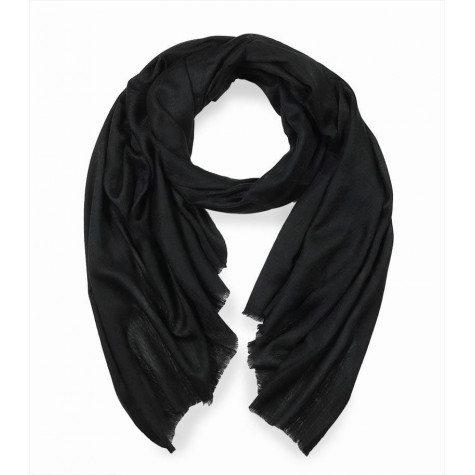 Stylowy  miękki szal z wełny merino czarny do osłonięcia ramion 70x200