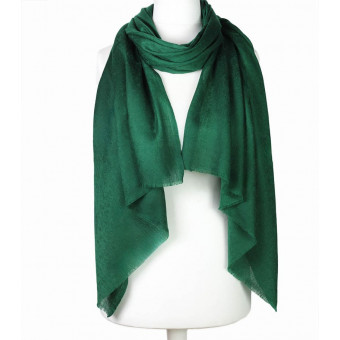 Elegancki szal z wełny naturalnej merino zielony zakardowy  70x200