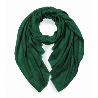 Elegancki szal z wełny naturalnej merino zielony zakardowy  70x200