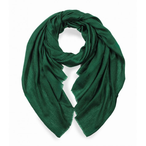 Elegancki szal z wełny naturalnej merino zielony zakardowy  70x200