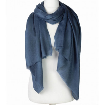 Elegancki szal z wełny naturalnej merino grafitowy zakardowy  70x200
